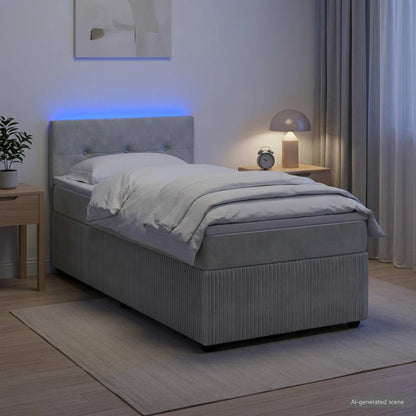 Boxspringbed met matras Lichtgrijs 80 x 200 cm Fluweel