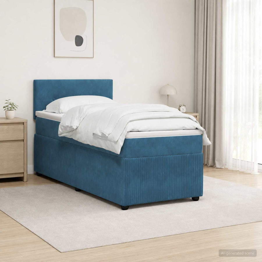 Boxspringbed met matras Blauw 100 x 200 cm Fluweel
