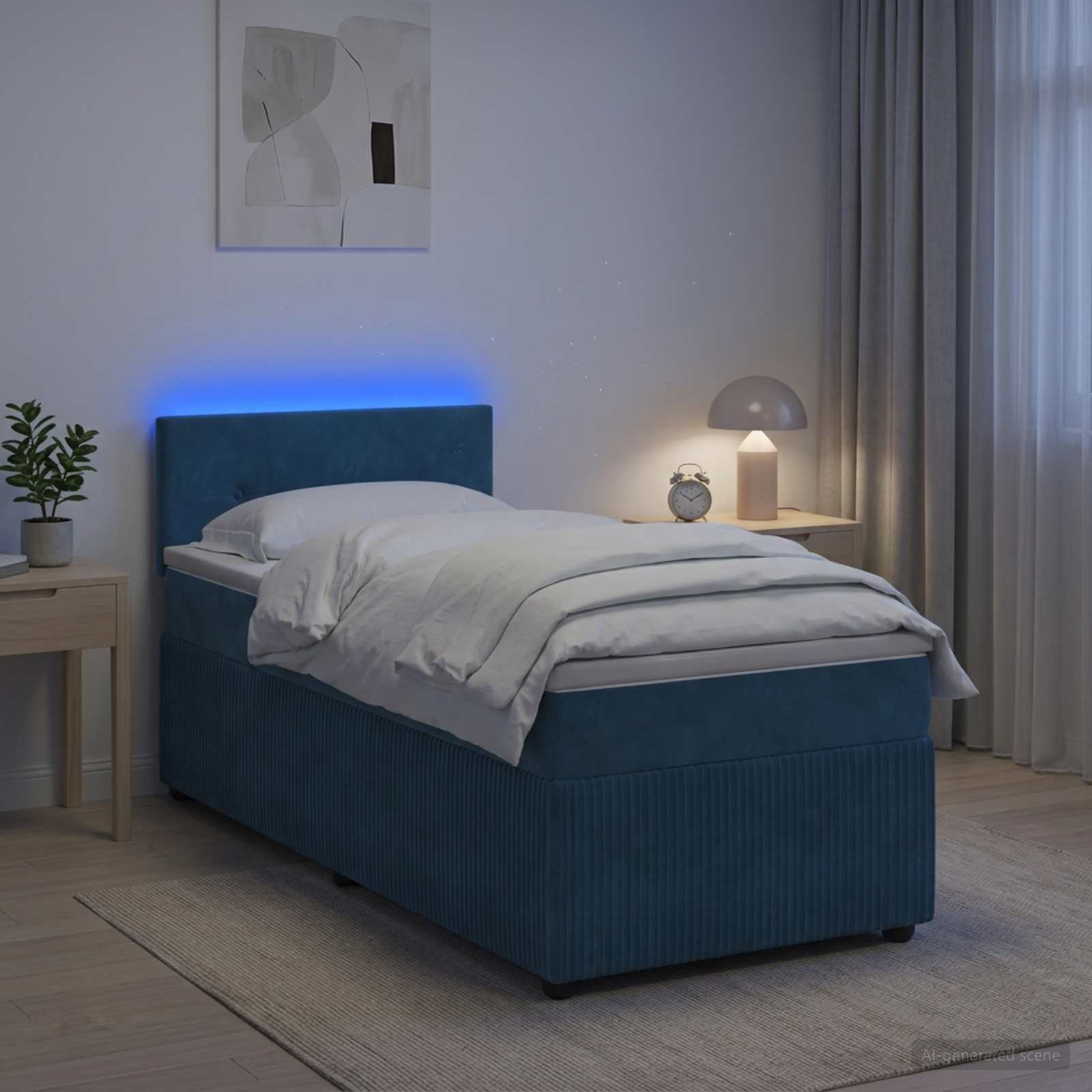 Boxspringbed met matras Blauw 80 x 200 cm Fluweel