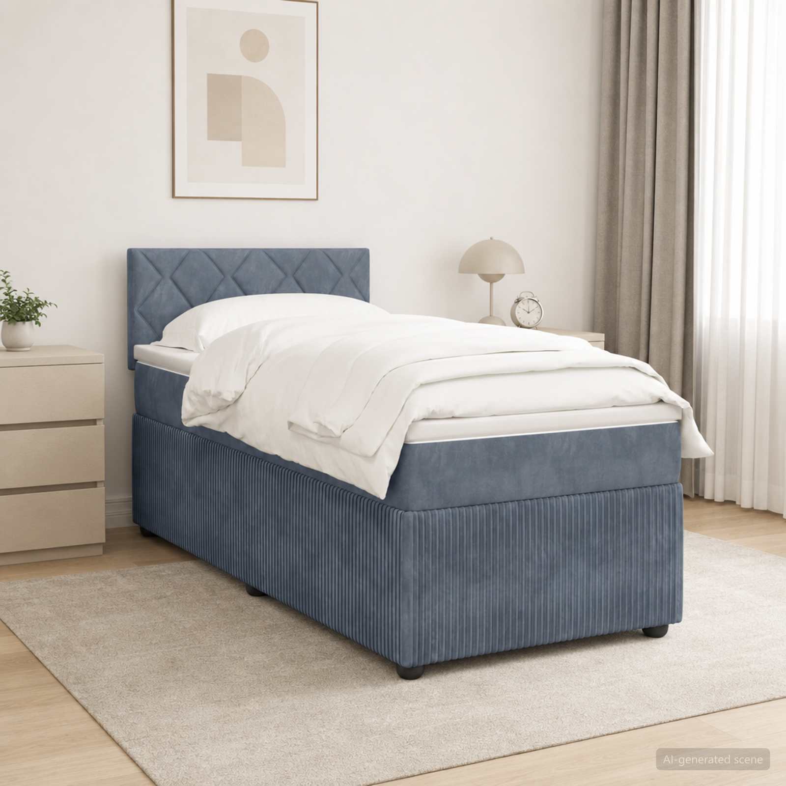 Boxspringbed met matras Donkergrijs 100 x 200 cm Fluweel