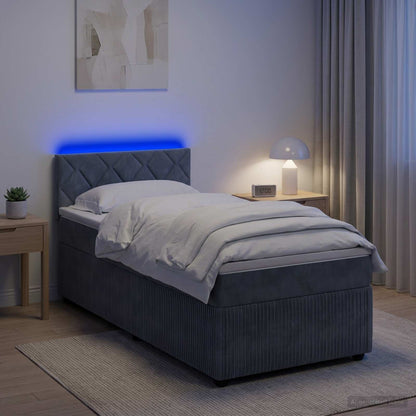 Boxspringbed met matras Donkergrijs 100 x 200 cm Fluweel