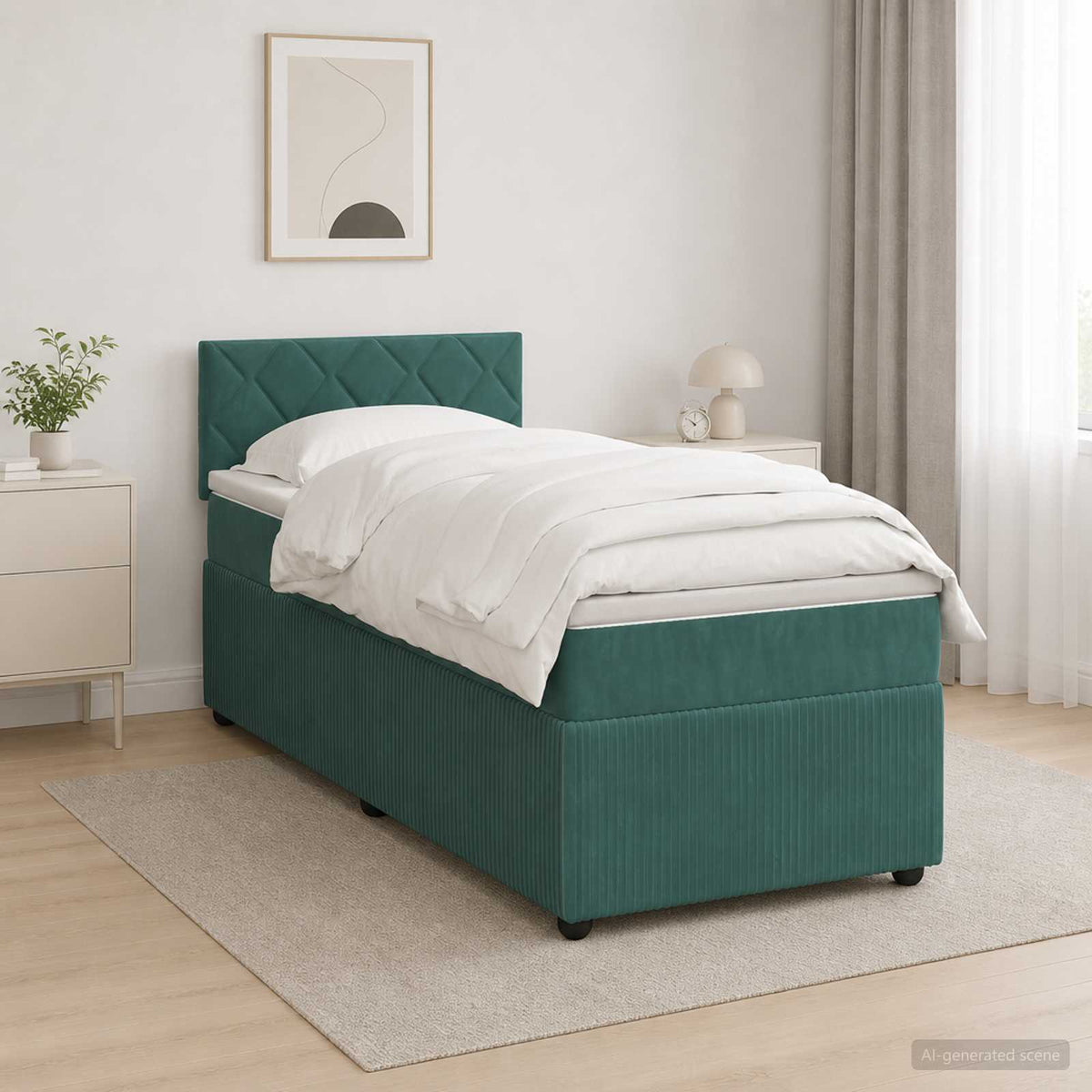 Boxspringbed met matras Donkergroen 100 x 200 cm Fluweel