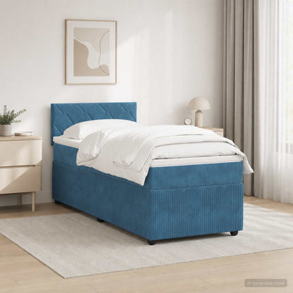 Boxspringbed met matras Blauw 100 x 200 cm Fluweel