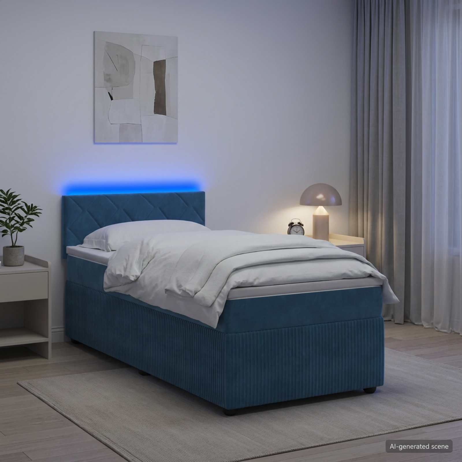 Boxspringbed met matras Blauw 80 x 200 cm Fluweel