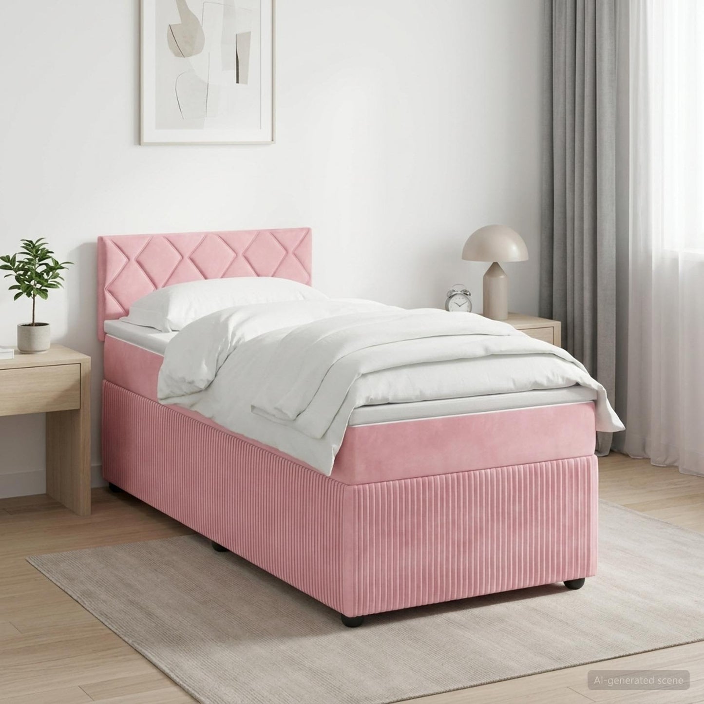 Boxspringbed met matras met hoofdeinde Roze 80 x 200 cm Fluweel