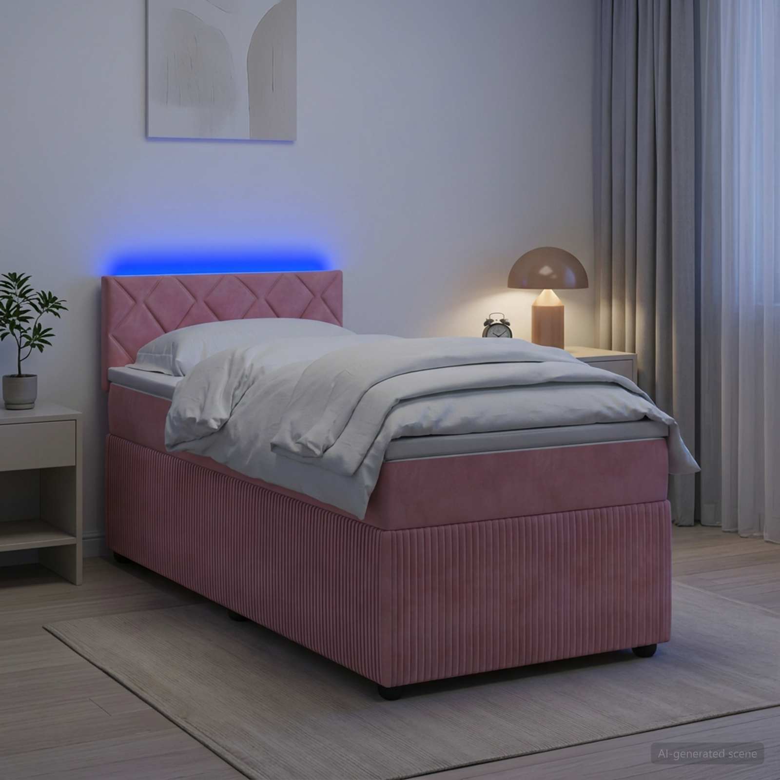 Boxspringbed met matras met hoofdeinde Roze 90 x 200 cm Fluweel
