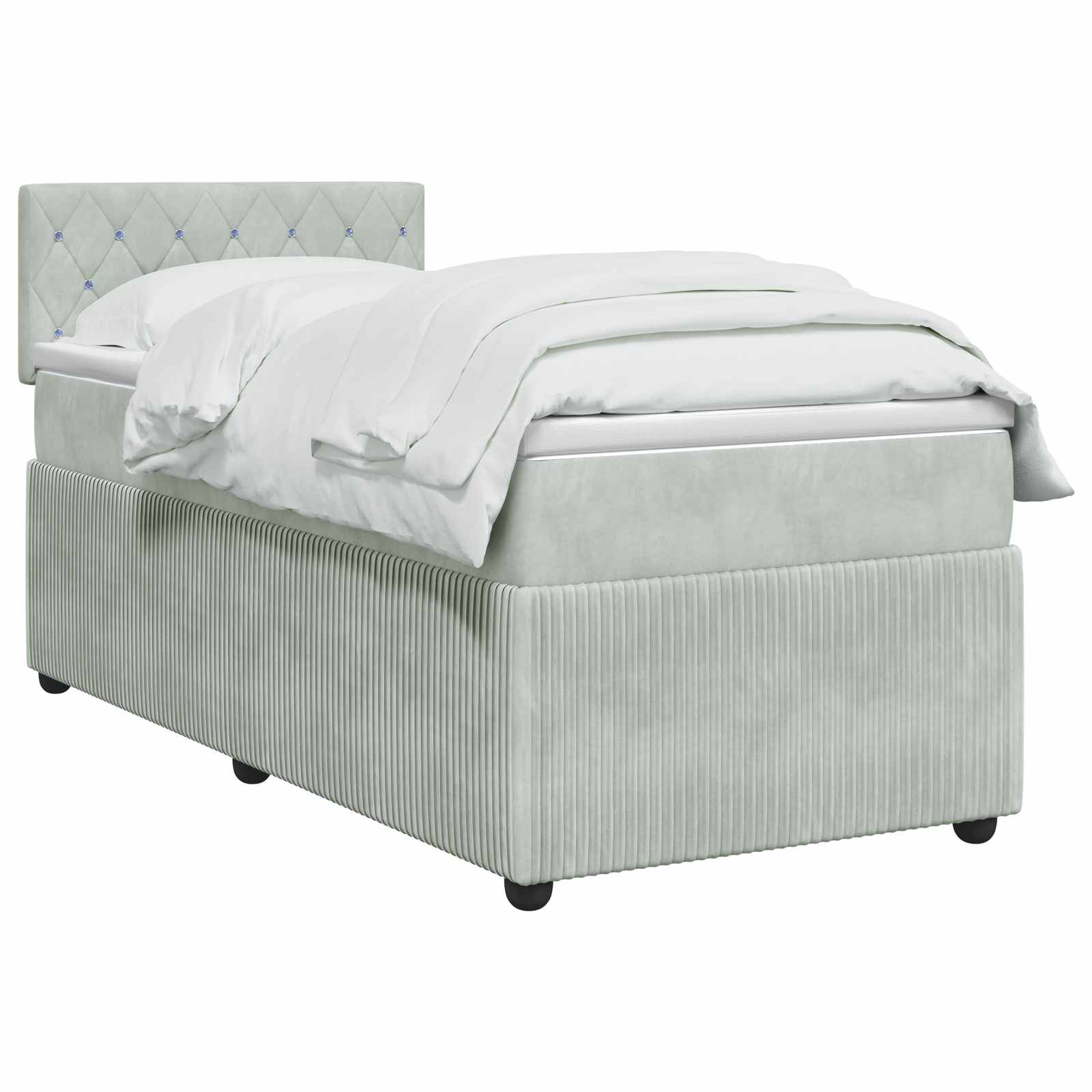 Boxspringbed met matras Lichtgrijs 90 x 200 cm Fluweel