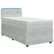Boxspringbed 90x200 cm lichtgrijs fluweel