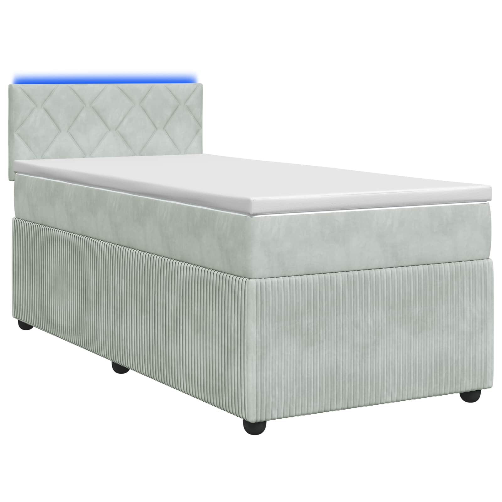Boxspringbed met matras Lichtgrijs 90 x 200 cm Fluweel