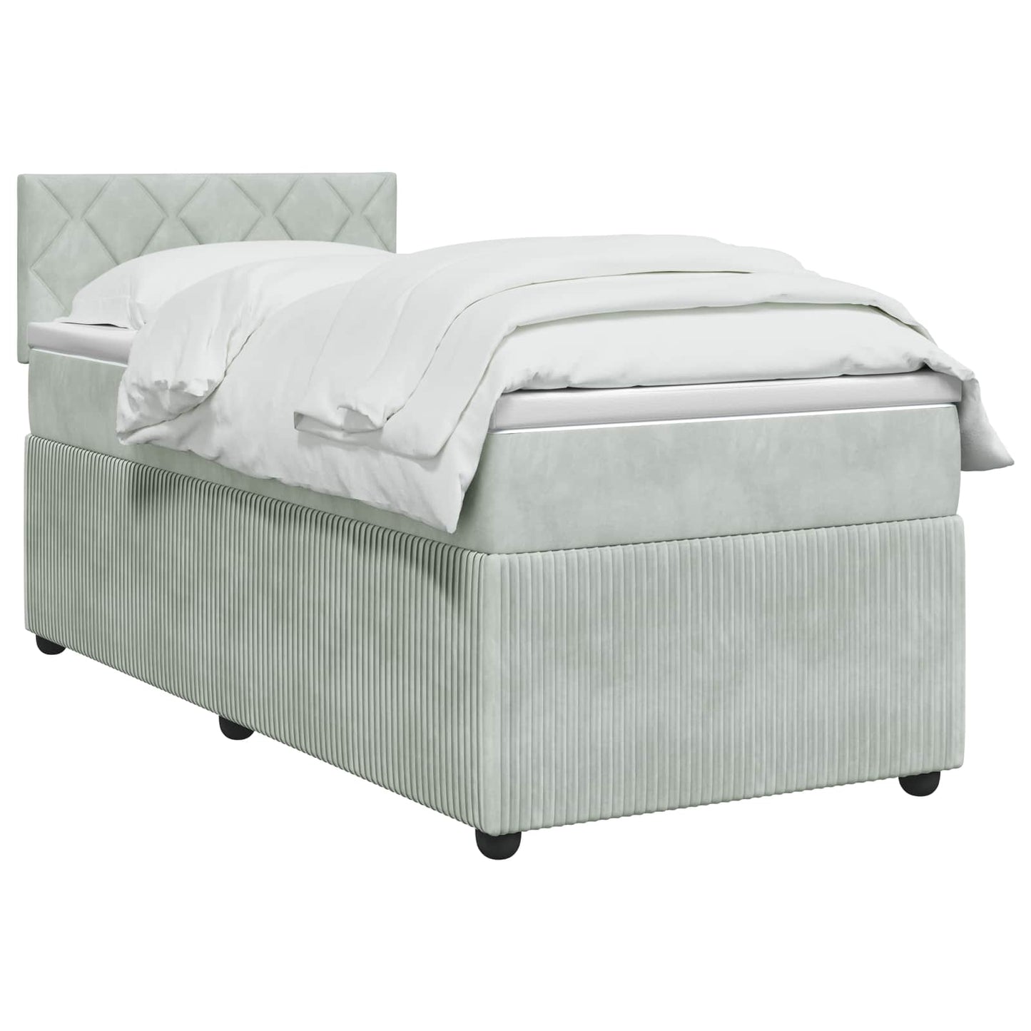 Boxspringbed met matras Lichtgrijs 90 x 200 cm Fluweel