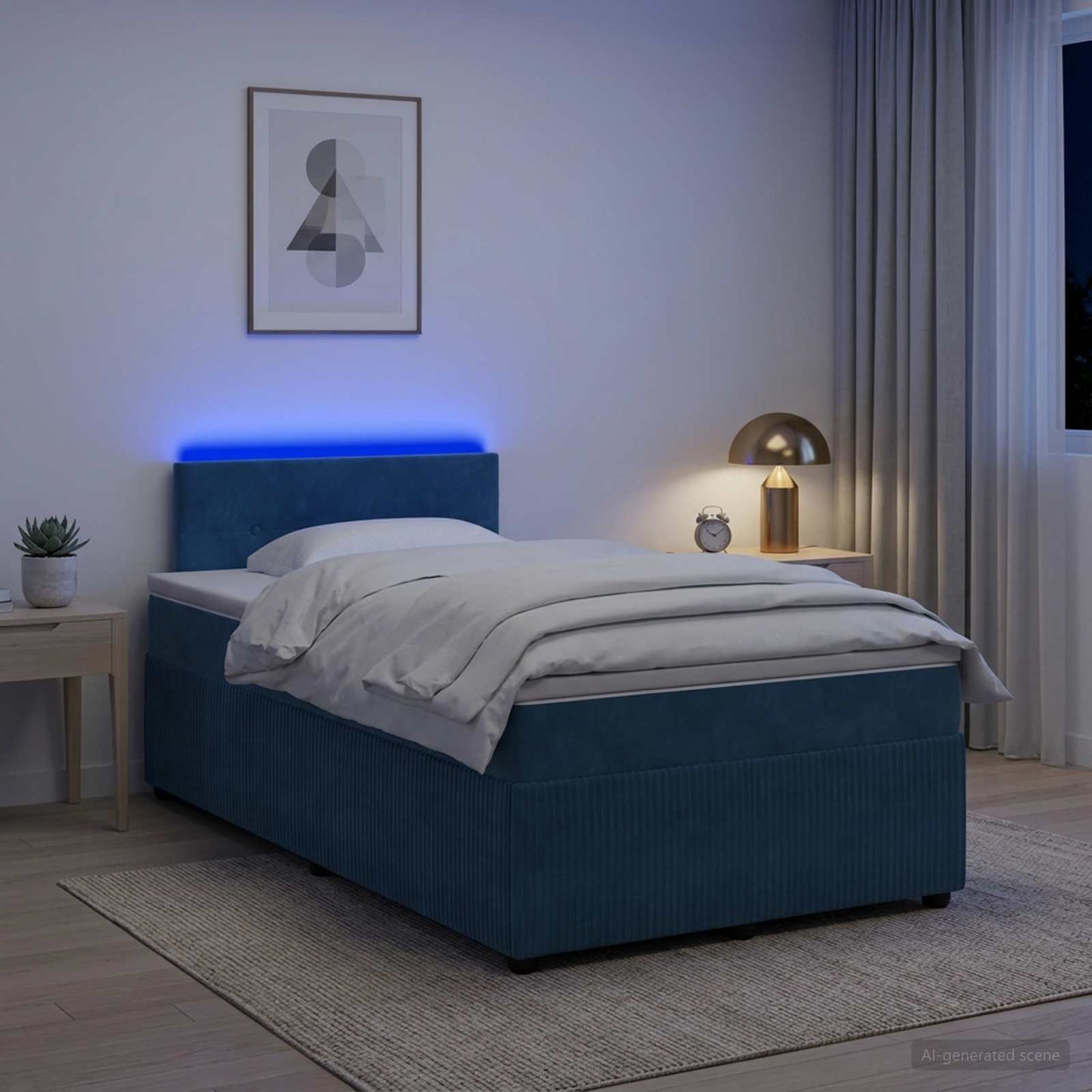 Boxspringbed met matras Blauw 120 x 190 cm Fluweel