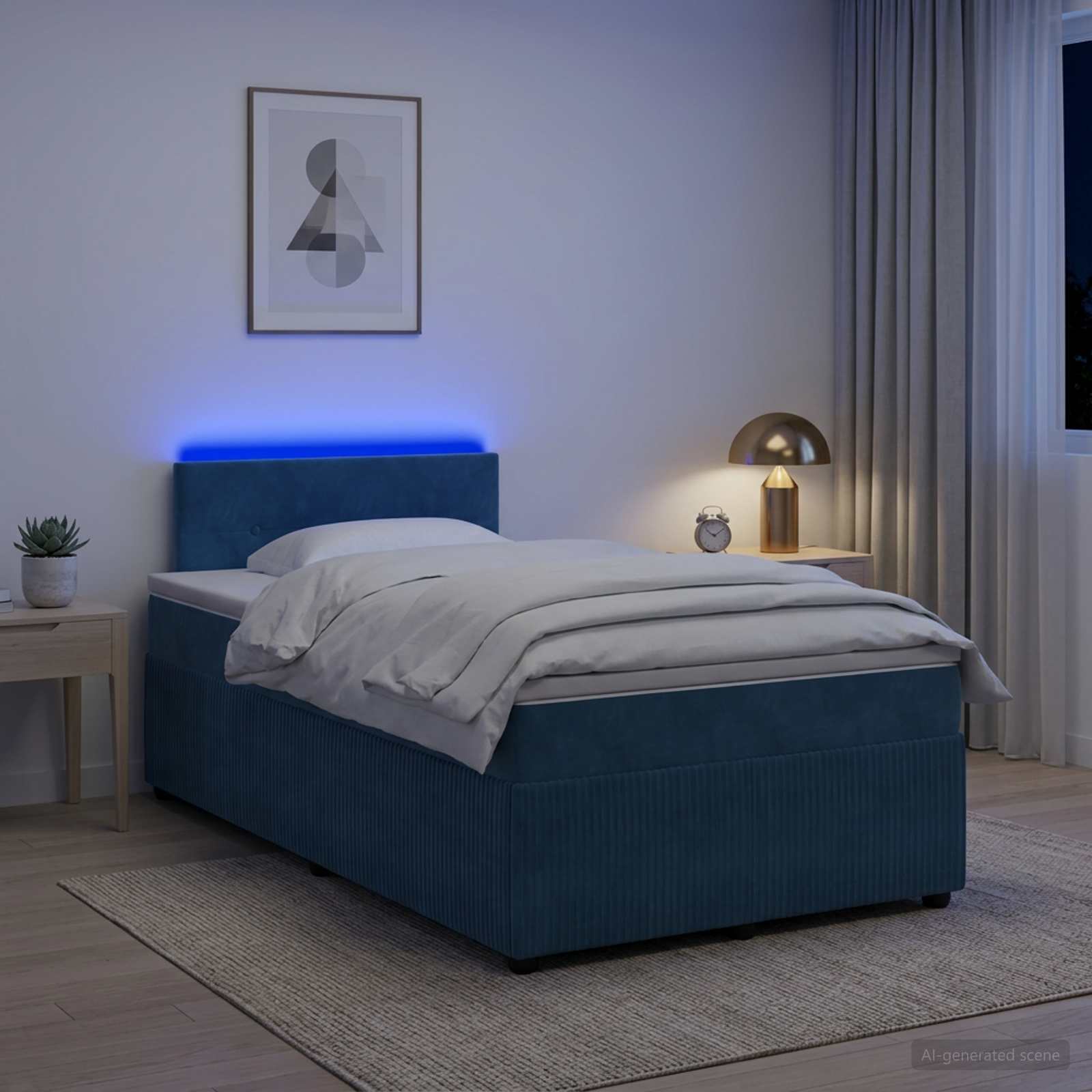Boxspringbed met matras Blauw 120 x 200 cm Fluweel