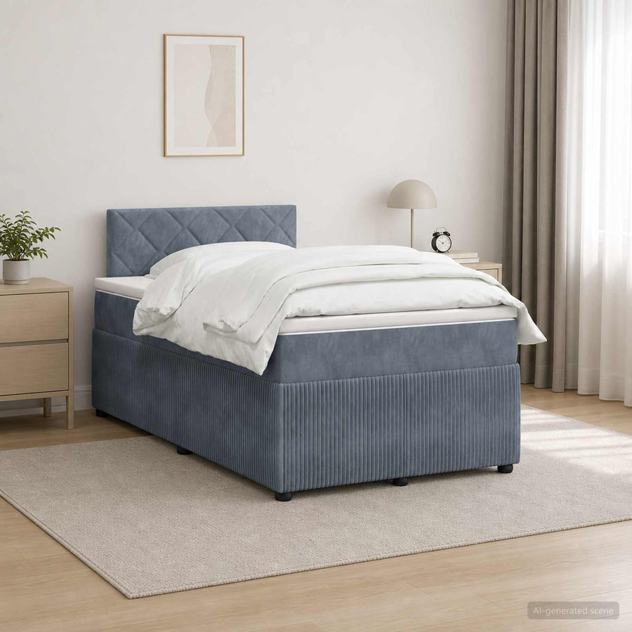 Boxspringbed met matras Donkergrijs 120 x 200 cm Fluweel