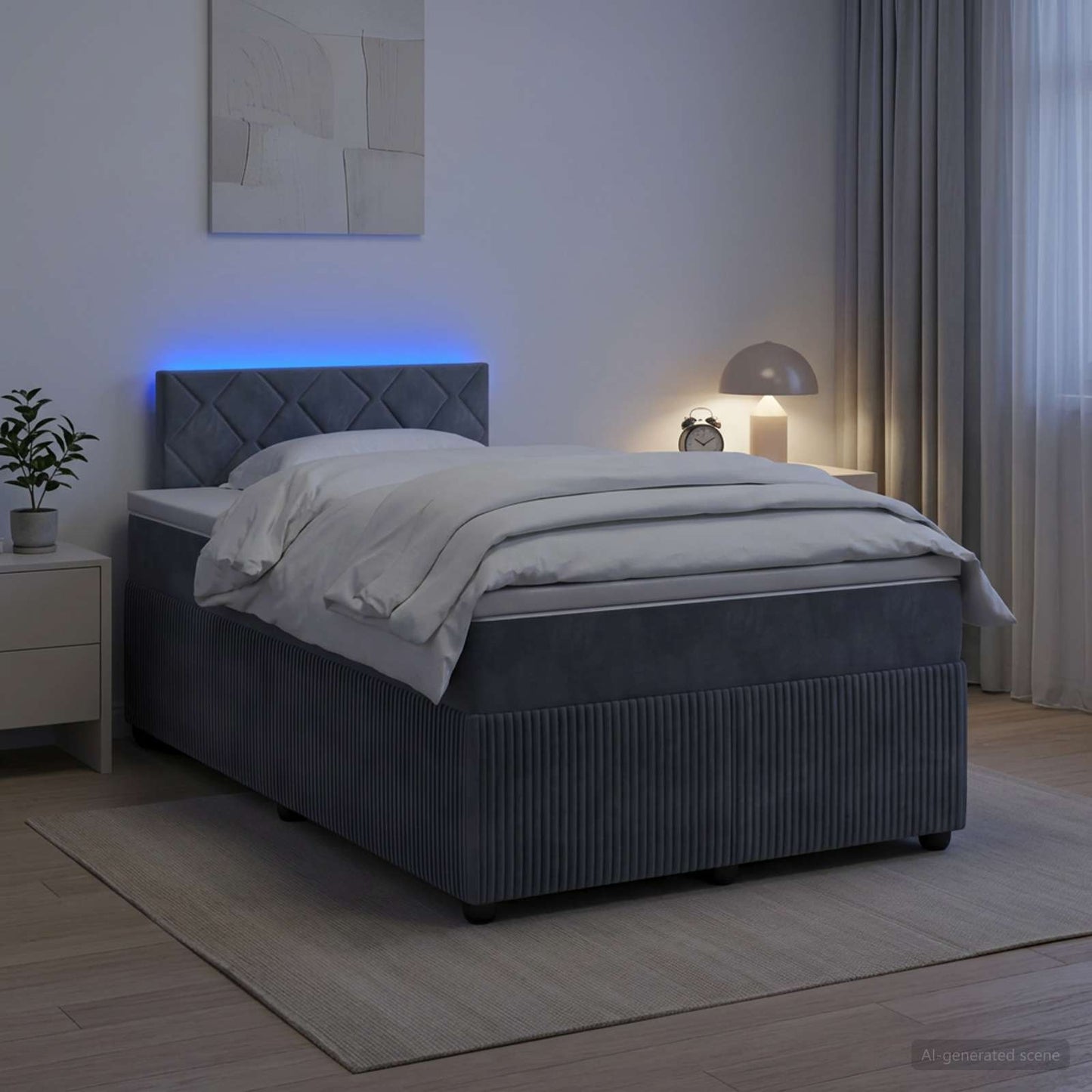 Boxspringbed met matras Donkergrijs 120 x 190 cm Fluweel