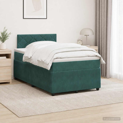 Boxspringbed met matras Donkergroen 120 x 190 cm Fluweel