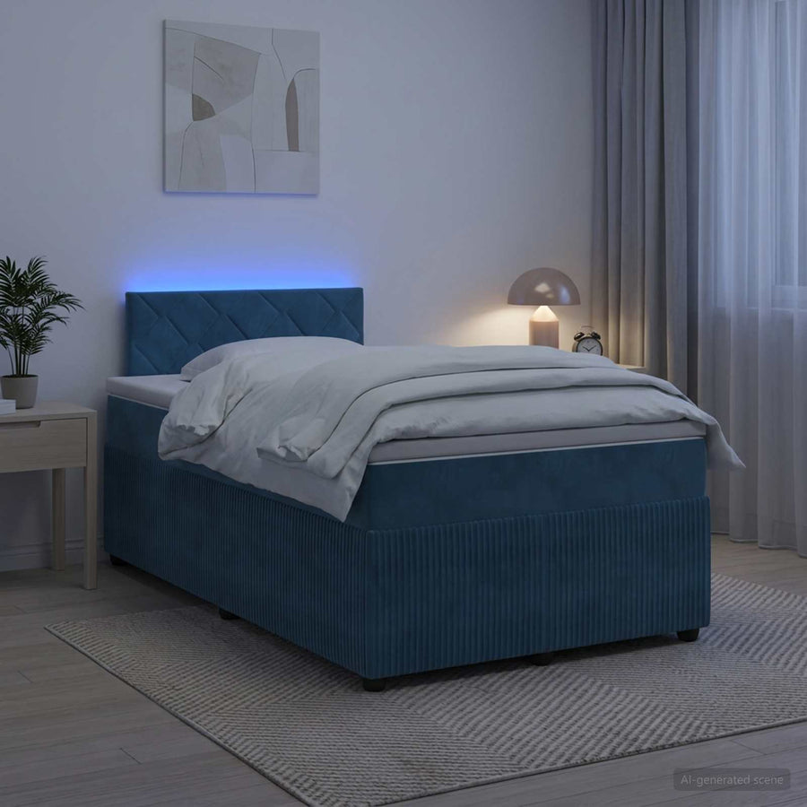 Boxspringbed met matras Blauw 120 x 200 cm Fluweel