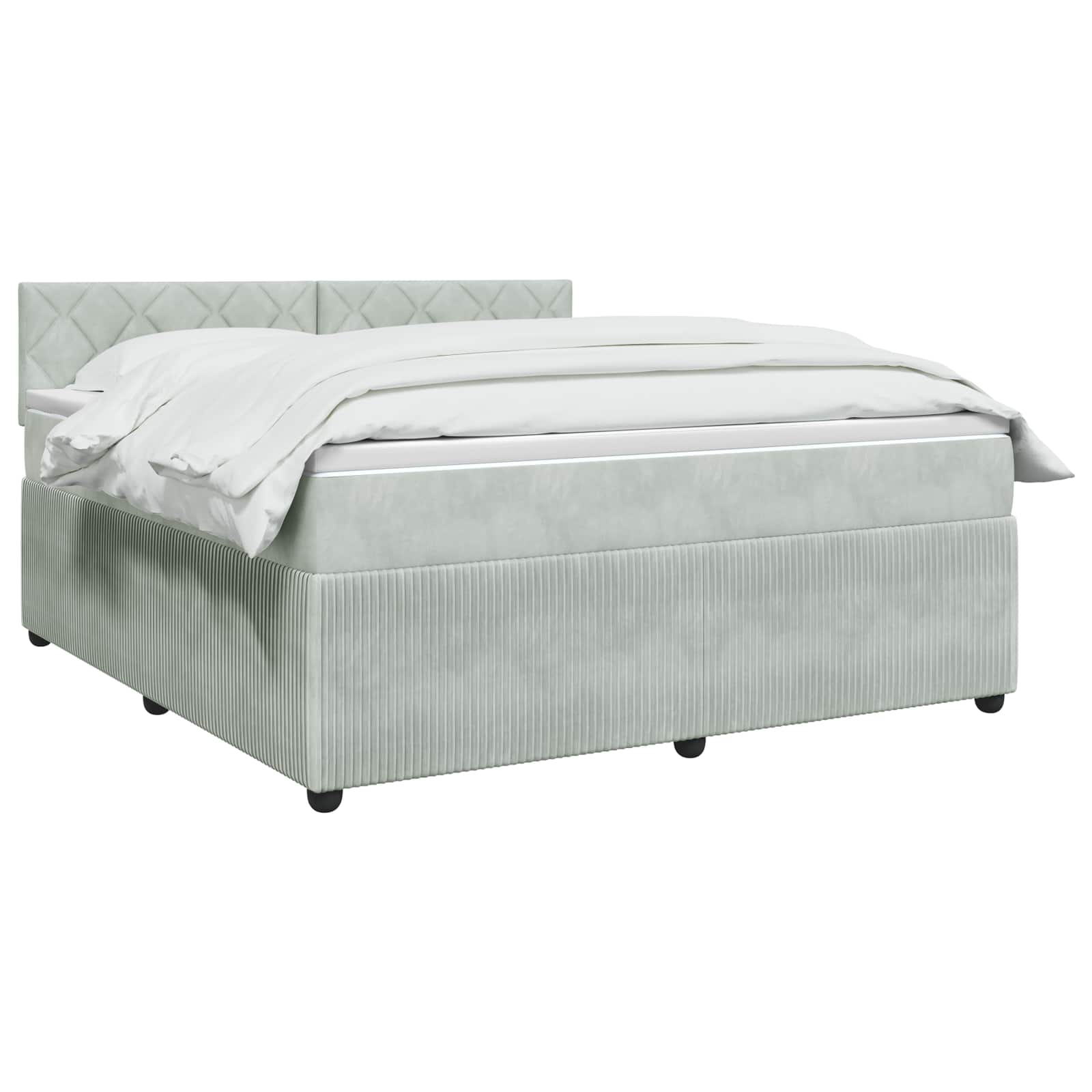 Boxspringbed met matras Lichtgrijs 160 x 200 cm Fluweel