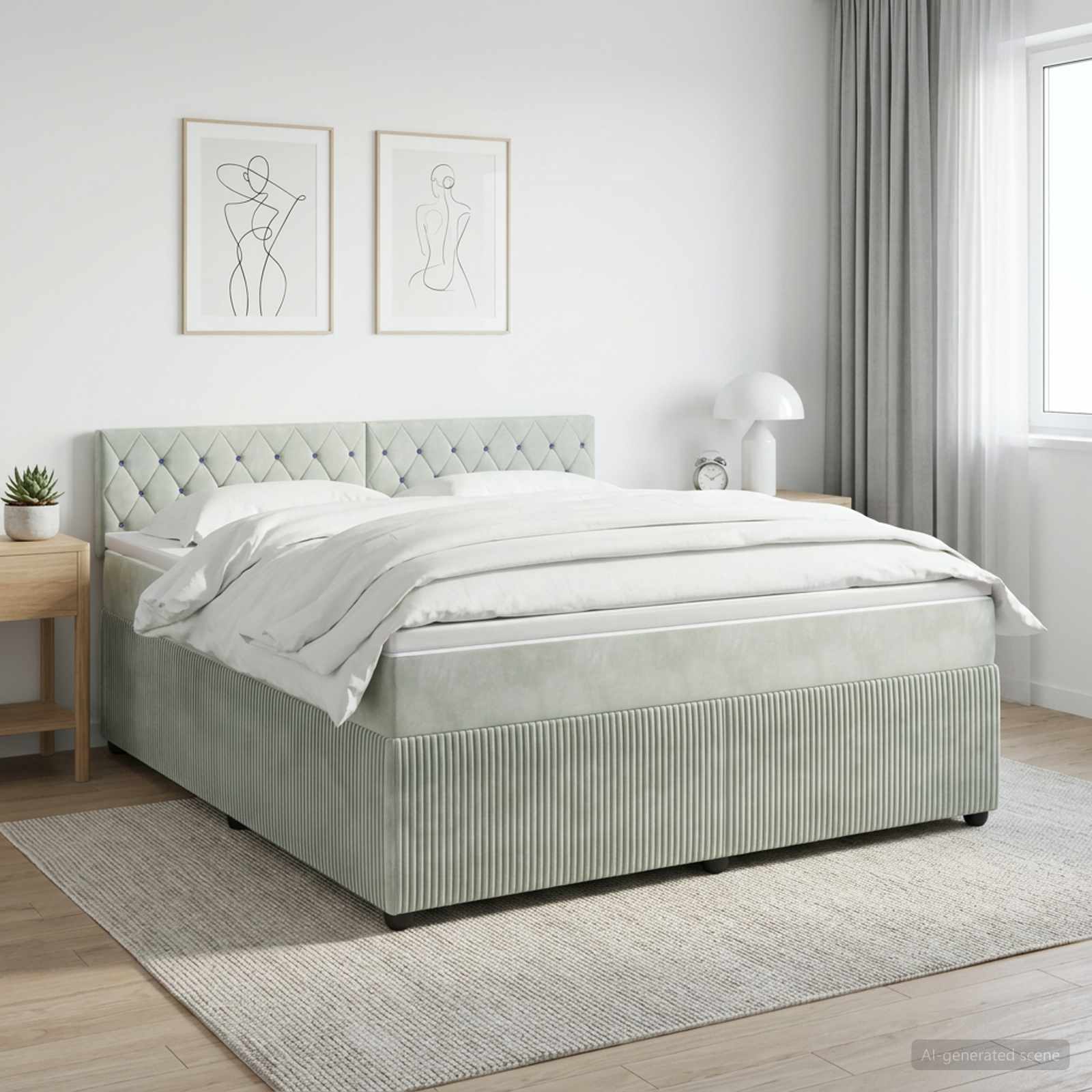 Boxspringbed met matras Lichtgrijs 180 x 200 cm Fluweel