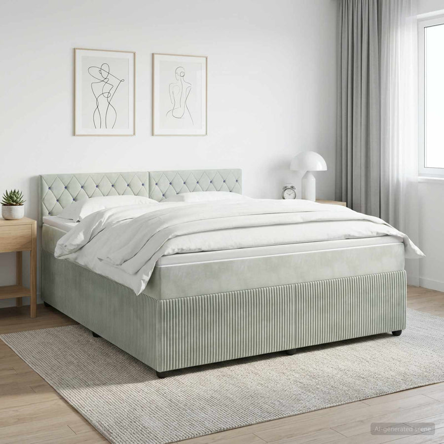 Boxspringbed met matras Lichtgrijs 180 x 200 cm Fluweel