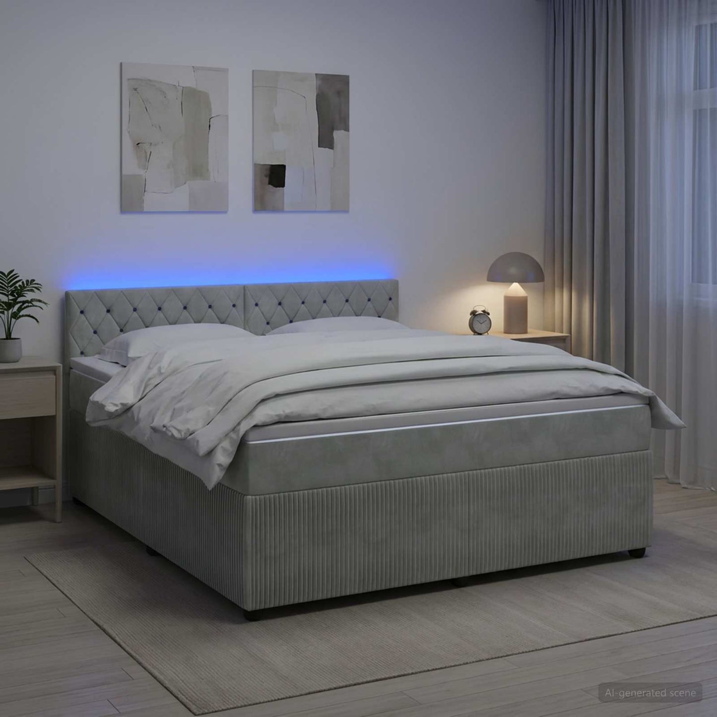 Boxspringbed met matras Lichtgrijs 180 x 200 cm Fluweel