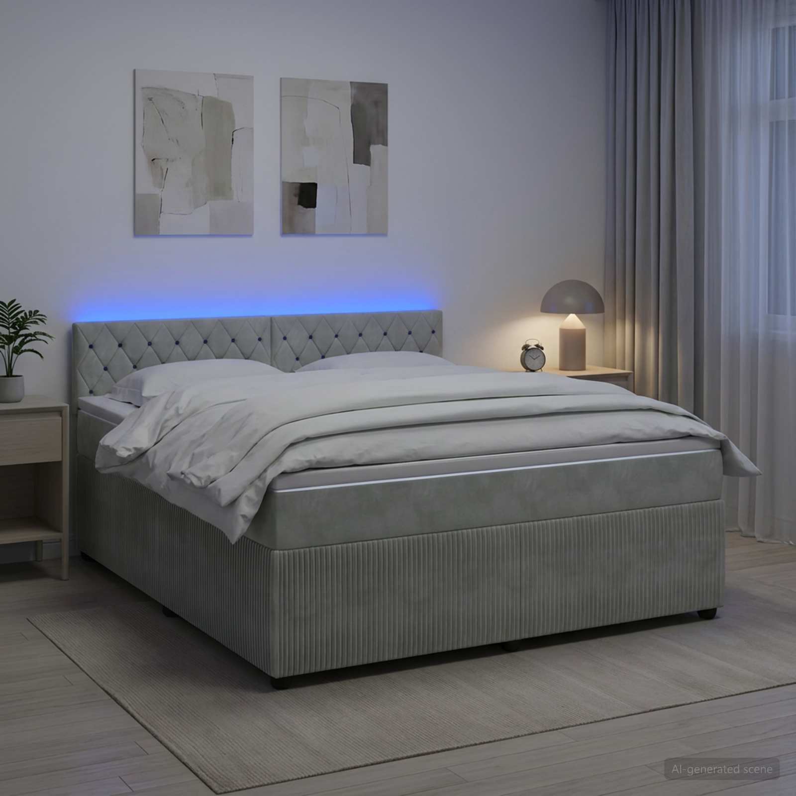 Boxspringbed met matras Lichtgrijs 180 x 200 cm Fluweel