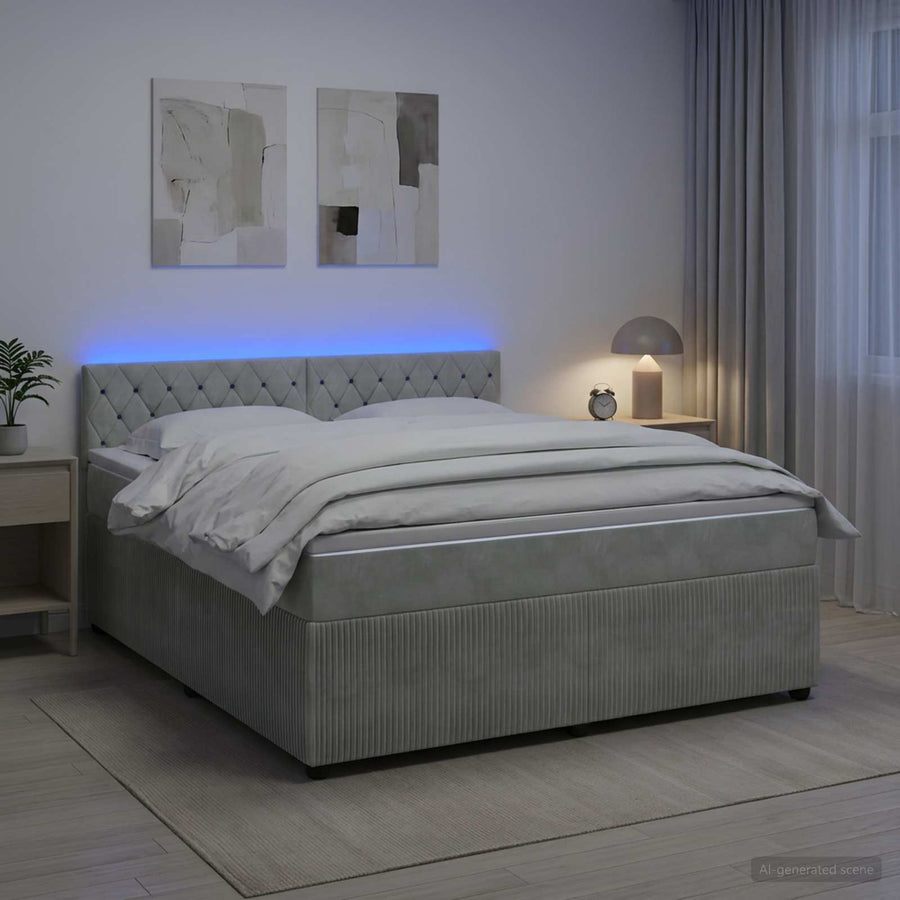 Boxspringbed met matras Lichtgrijs 180 x 200 cm Fluweel