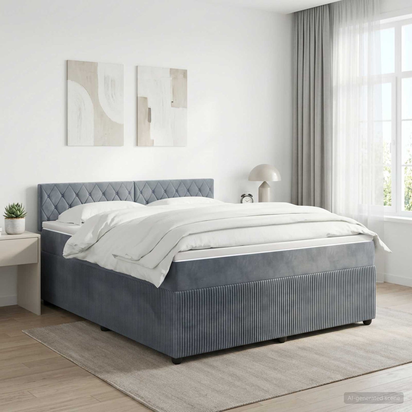 Boxspringbed met matras Donkergrijs 180 x 200 cm Fluweel