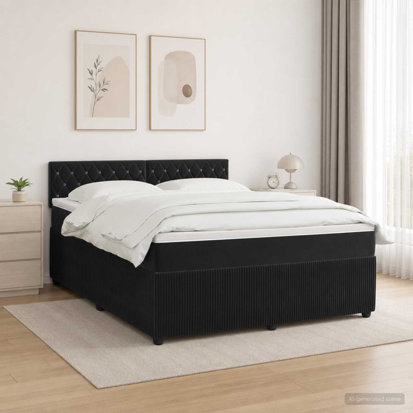 Boxspringbed met matras Zwart 160 x 200 cm Fluweel