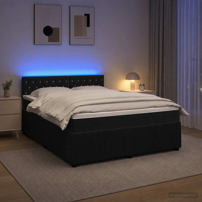 Boxspringbed met matras Zwart 160 x 200 cm Fluweel