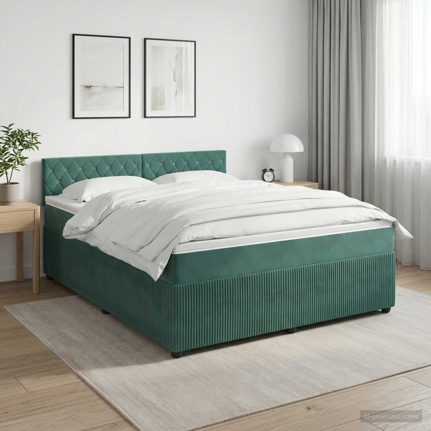 Boxspringbed met matras Donkergroen 180 x 200 cm Fluweel