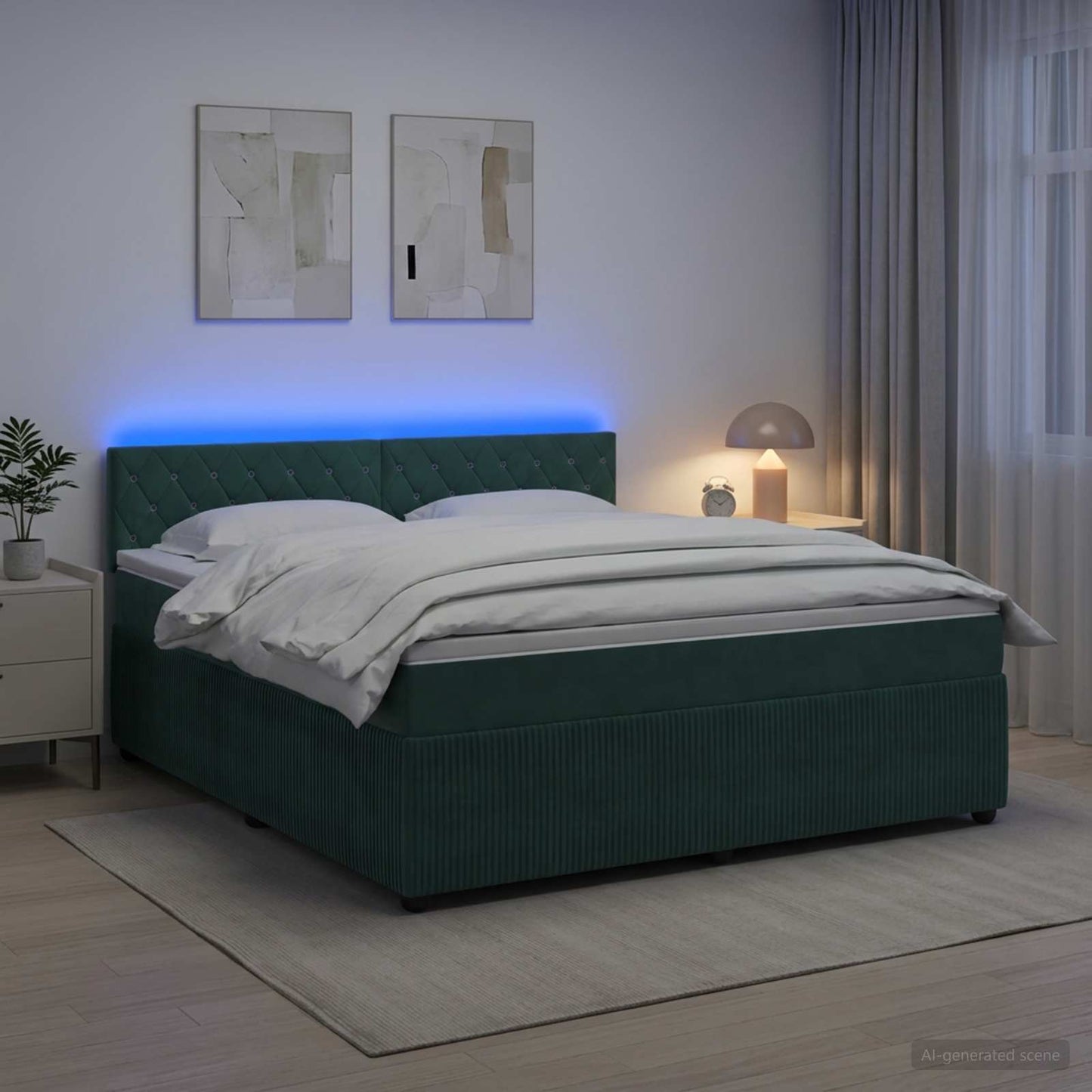 Boxspringbed met matras Donkergroen 180 x 200 cm Fluweel