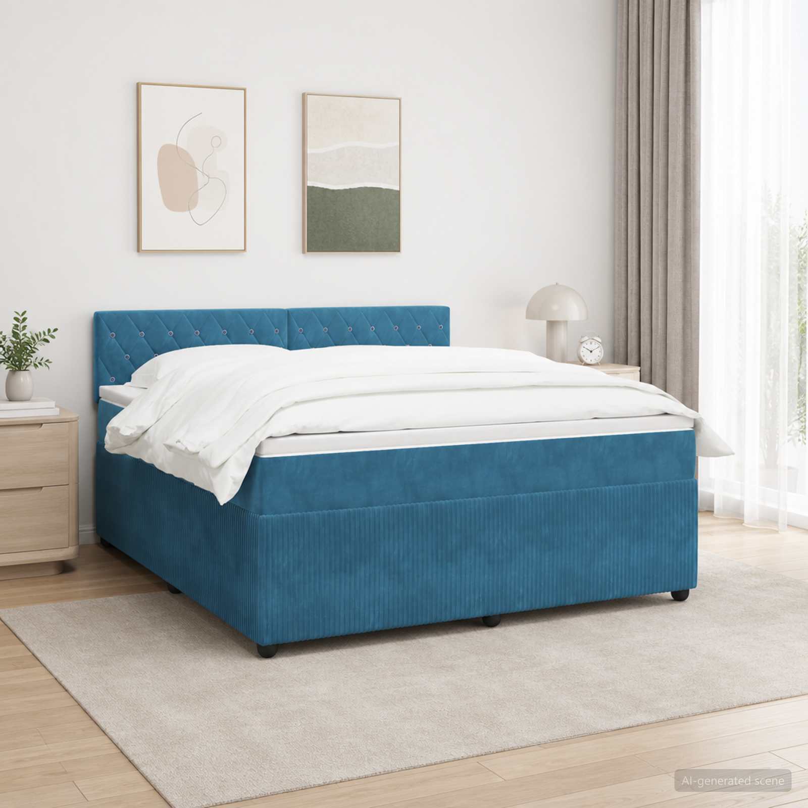 Boxspringbed met matras Blauw 160 x 200 cm Fluweel