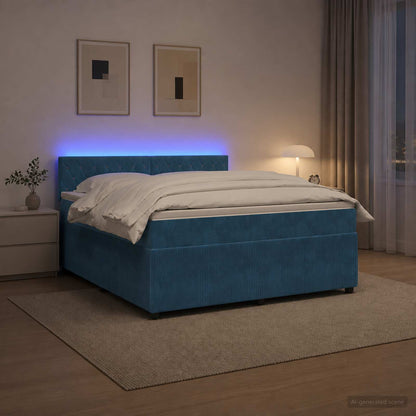 Boxspringbed met matras Blauw 180 x 200 cm Fluweel