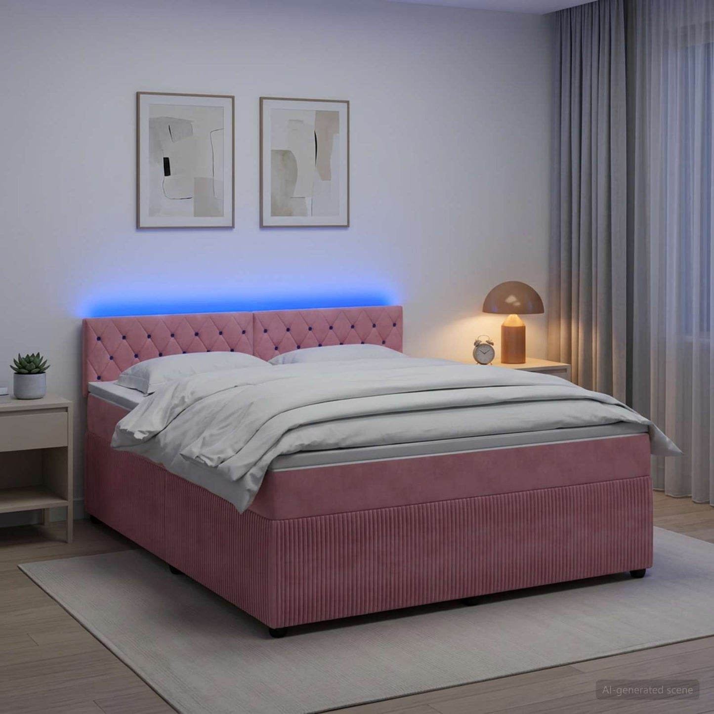 Boxspringbed met matras Roze 140 x 200 cm Fluweel
