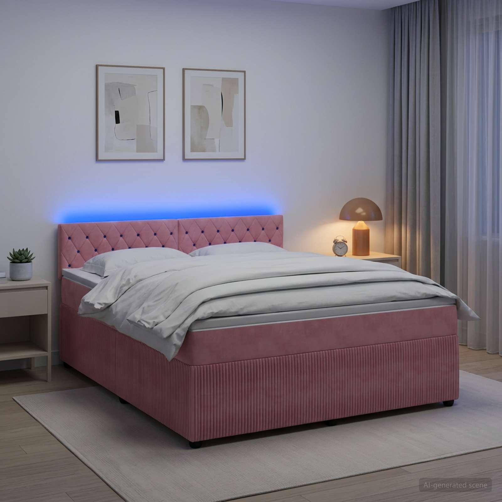 Boxspringbed met matras Roze 160 x 200 cm Fluweel