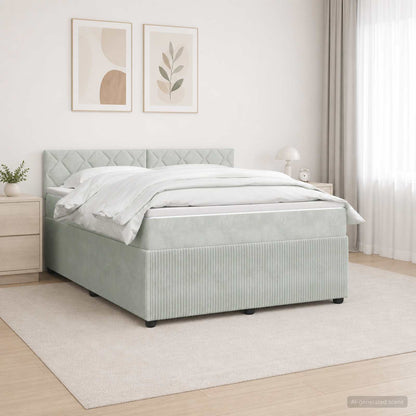Boxspringbed met matras Lichtgrijs 160 x 200 cm Fluweel