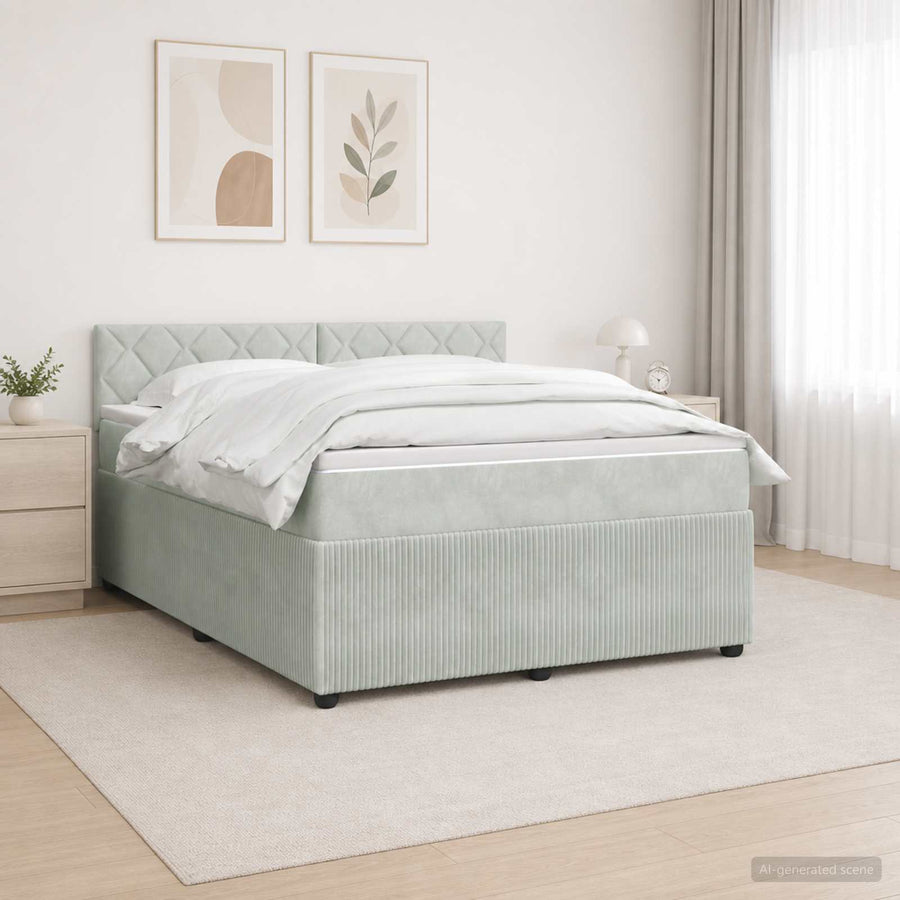 Boxspringbed met matras Lichtgrijs 160 x 200 cm Fluweel