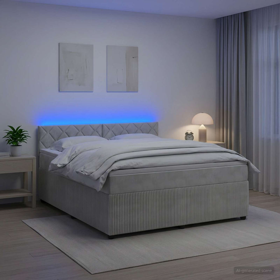 Boxspringbed met matras Lichtgrijs 160 x 200 cm Fluweel
