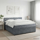 Boxspringbed 180x200 cm donkergrijs fluweel met matras