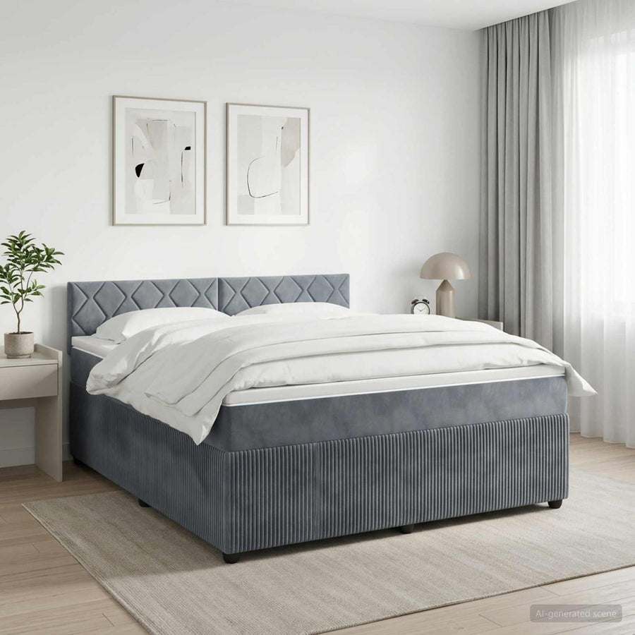 Boxspringbed met matras Donkergrijs 140 x 200 cm Fluweel