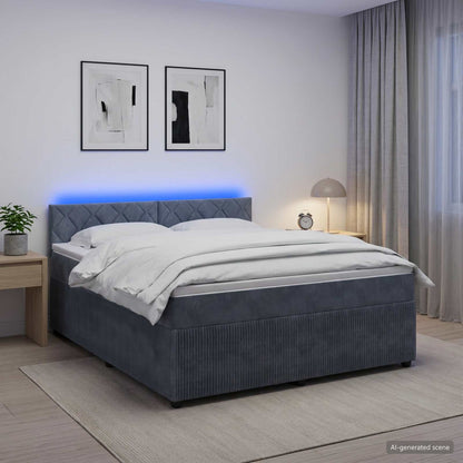 Boxspringbed met matras Donkergrijs 140 x 190 cm Fluweel