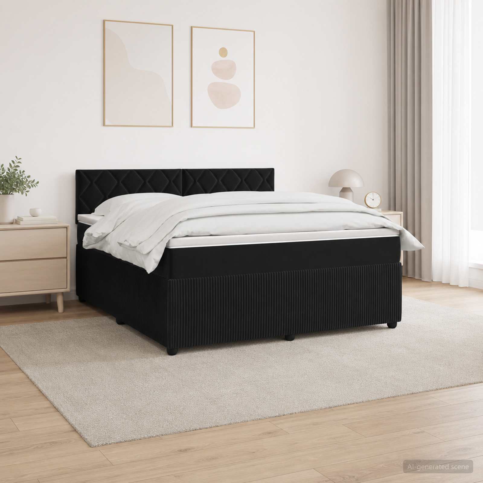 Boxspringbed met matras Zwart 160 x 200 cm Fluweel