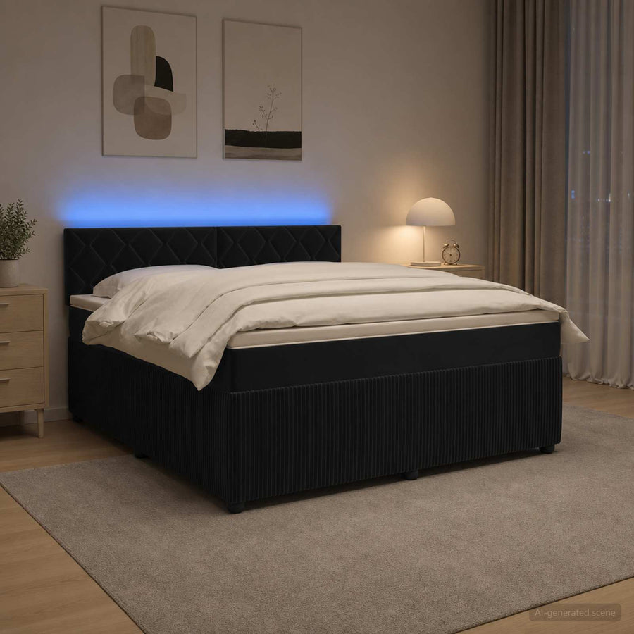 Boxspringbed met matras Zwart 160 x 200 cm Fluweel