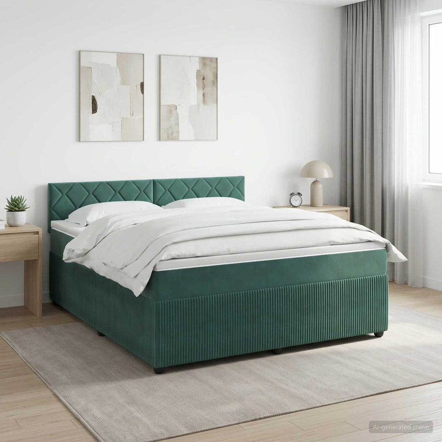 Boxspringbed met matras Donkergroen 160 x 200 cm Fluweel