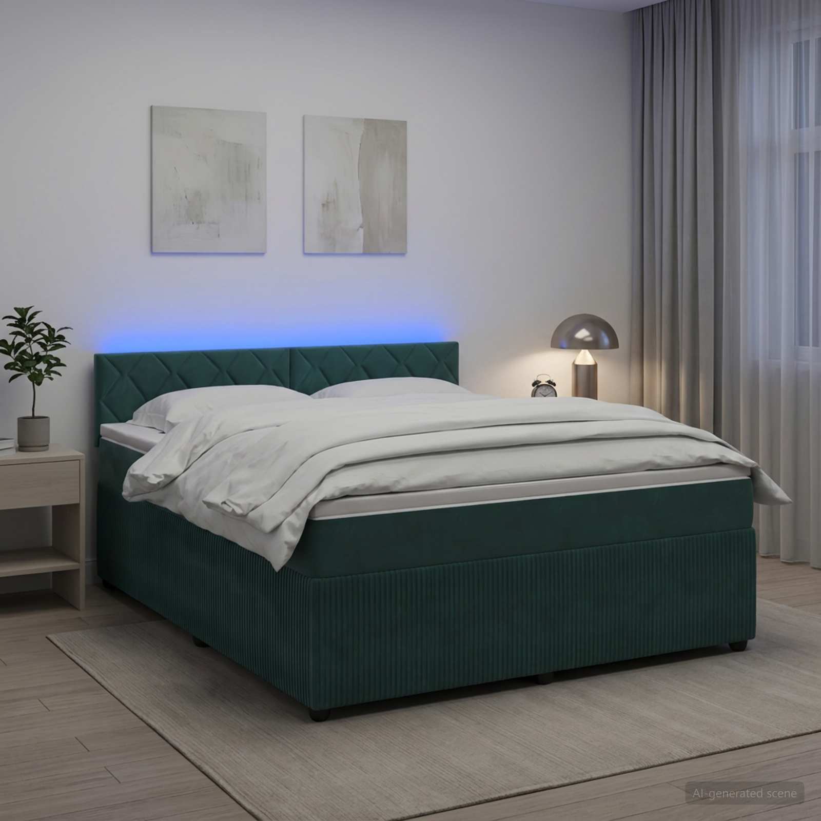 Boxspringbed met matras Donkergroen 180 x 200 cm Fluweel