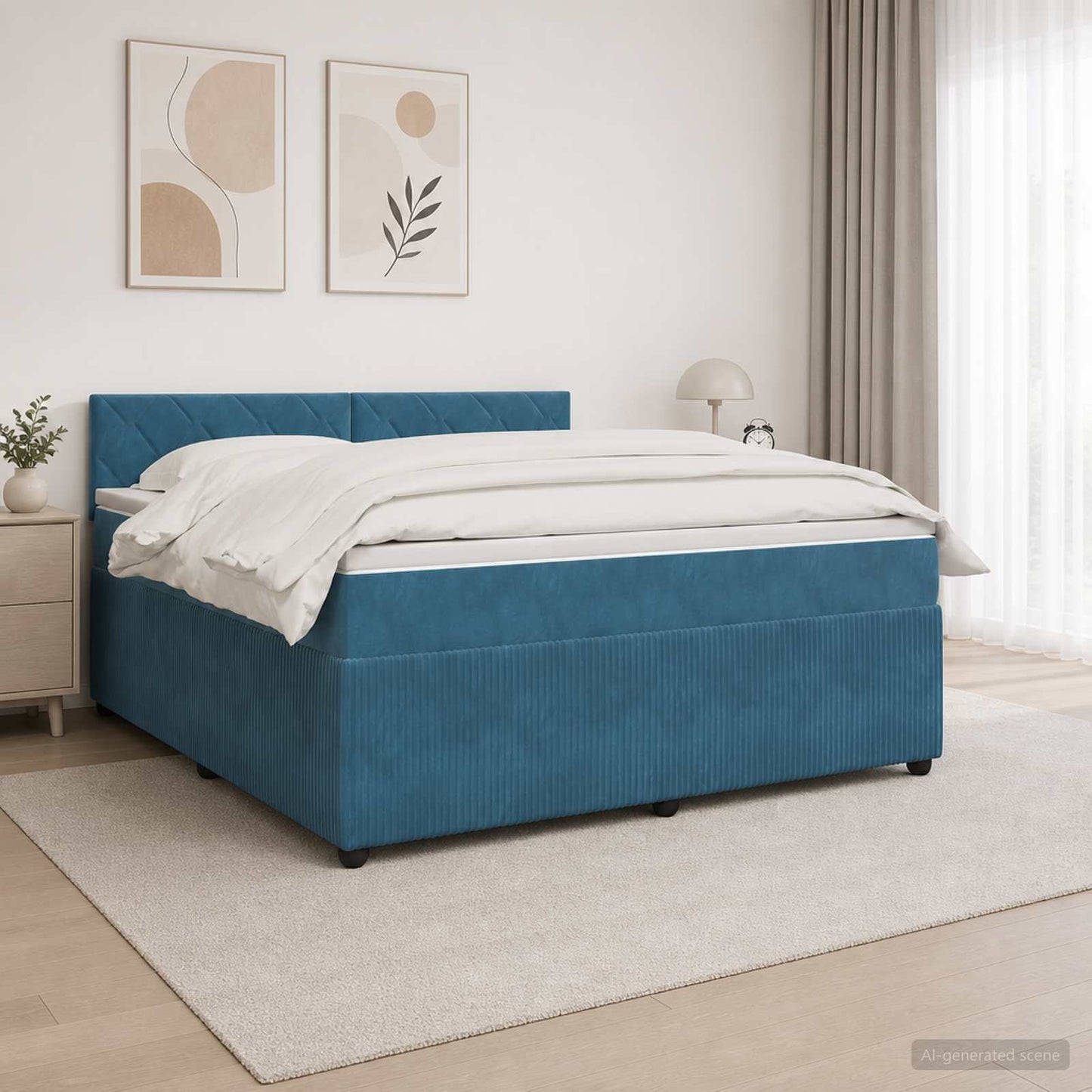 Boxspringbed met matras Blauw 140 x 190 cm Fluweel