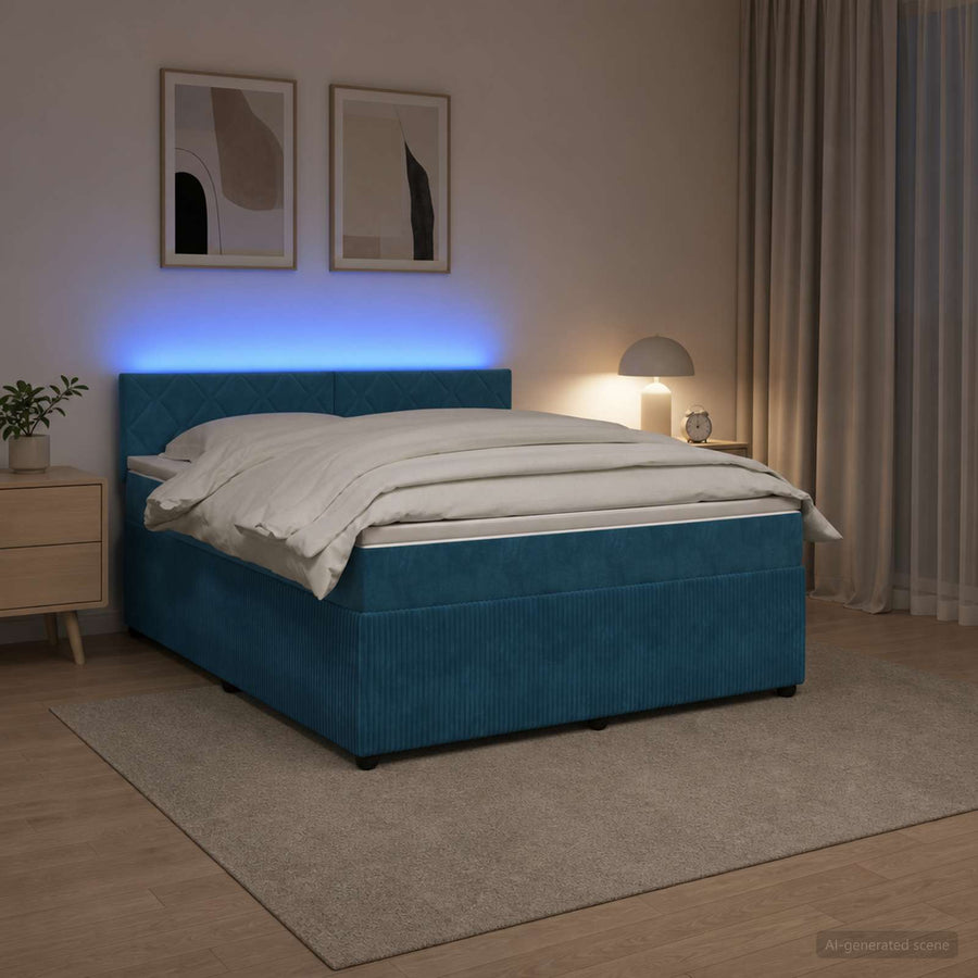 Boxspringbed met matras Blauw 160 x 200 cm Fluweel