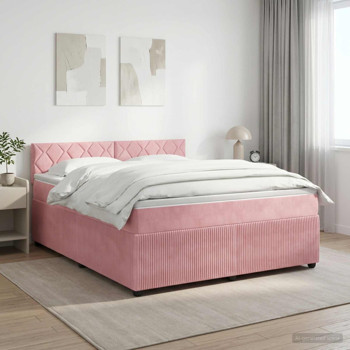 Boxspringbed met matras Roze 140 x 190 cm Fluweel