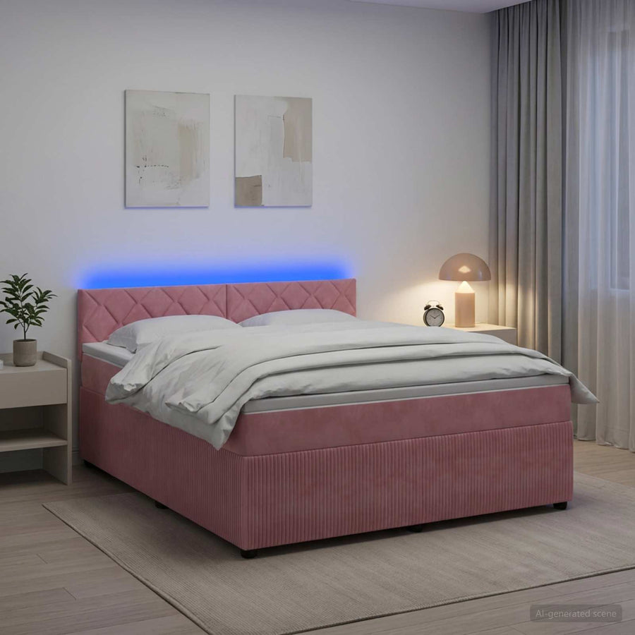Boxspringbed met matras Roze 140 x 190 cm Fluweel