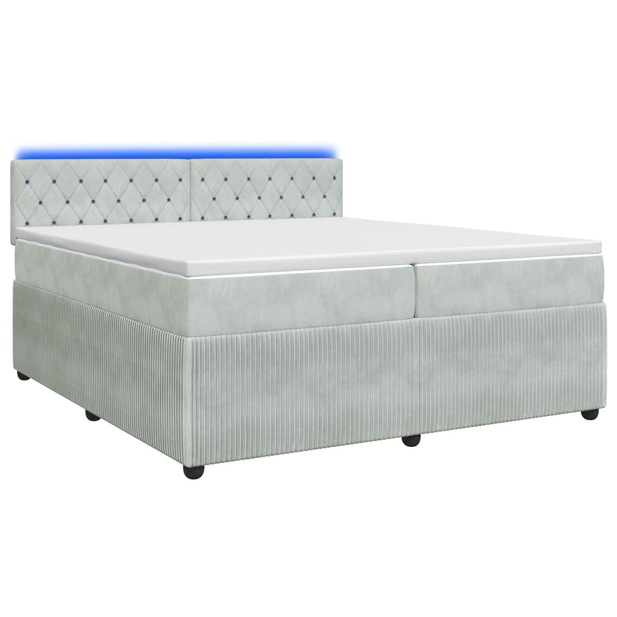Boxspringbed met matras Lichtgrijs 200 x 200 cm Fluweel